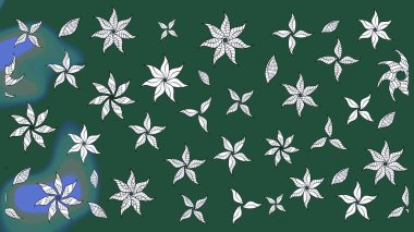 Çiçekler, dallar, bitkiler ve çiçekler. Raster illüstrasyonu. Güzel kumaş deseni. El çizimi.