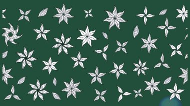 Çiçek süslemeli çizim deseni. Raster illüstrasyonu. Yeşil ve nötr renkte çiçekler.