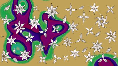 Çiçekli eskiz arkaplanı. Çocuk stili. Renkli Bahar Teması eskiz kalıbı. Düz Çiçek Elementleri Tasarımı.