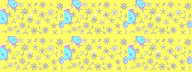 Modern çiçek arkaplanı. Parlak renkli çiçekleri ve sarı ve beyaz yaprakları olan harika bir çiçek deseni. Halk tarzı. Moda baskıları için zarif bir şablon.