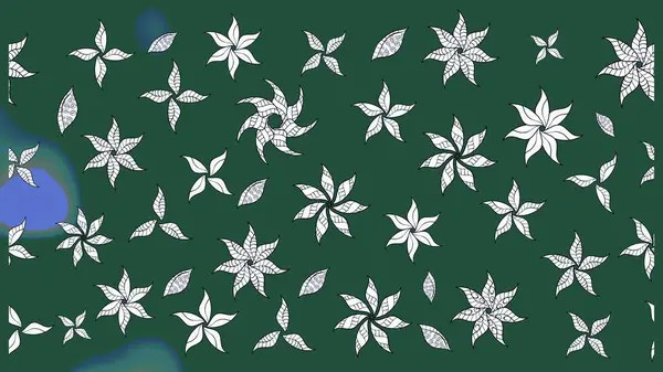 Suluboya çiçekli çiçek deseni. Raster illüstrasyonu. Yeşil ve nötr renklerde Asyalı tekstil.