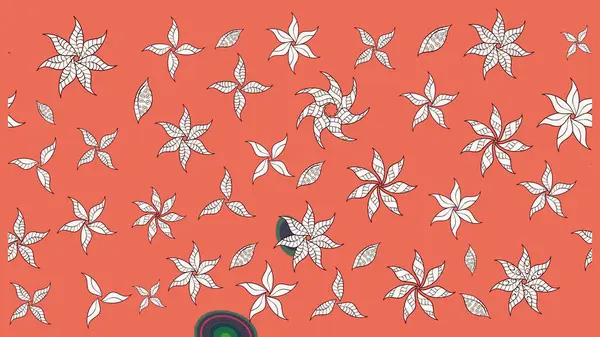 Çiçek desenli, turuncu ve nötr renklerde çizimler yap. Çiçekler turuncu ve nötr renklerde suluboya tarzında.