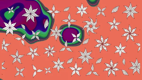 Raster. Güzel suluboya çiçekler, parlak boya ilham verici turuncu ve nötr çiçek desenli eskiz arka plan.