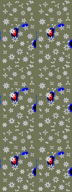 Hediye ambalaj kağıdı, tebrik kartları, posterler ve pankart tasarımı. Yeşil renkli çiçekler. Raster düz çiçek çizim deseni.