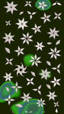 Raster illüstrasyonu. Küçük çiçekli basit bir çiçek çizimi. Moda baskısı, albüm, ambalaj kağıdı ve duvar kağıdı için zarif dekoratif süslemeler. Gri renkte şirin çiçekler.