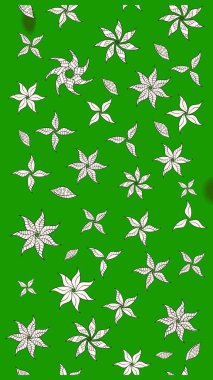 Küçük çiçekteki sevimli çiçek deseni. Raster illüstrasyonu. Yeşil renkte çiçekler.