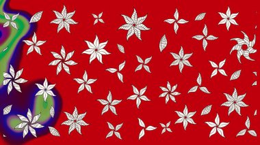 Raster illüstrasyonu. Kırmızı yapraklı yabani çiçekler. Eskiz arkaplan modeli. Suluboya, elle çizilmiş.