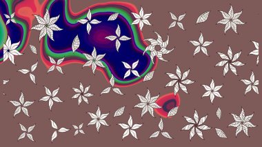 Kahverengi renkte çok kahverengi, zarif küçük çiçekler ve komik böcekler, raster desen, illüstrasyon.