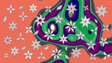 Suluboya çizim kalıbı. Çiçek izi. Çiçekler suluboya tarzında turuncu renkte.