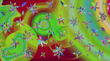 Raster suluboya çiçek deseni, narin çiçekler, yeşil çiçekler, tebrik kartı şablonu. Raster Güzel kumaş deseni.