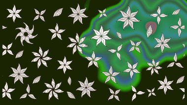 Gri renkli çiçekler. Raster illüstrasyonu. Çiçek süslemeli çizim deseni.