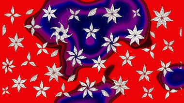 Raster illüstrasyonu. Kırmızı renkte karalamalı çiçek deseni çiz.