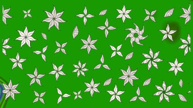 Renkli Bahar Teması eskiz kalıbı. Yeşil renkli şirin çiçek deseni. Düz Çiçek Elementleri Tasarımı. Raster Modaya uygun kumaş deseni.