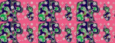 Çiçekli karalama şeklinde Raster çiçek deseni. Yumuşak, bahar çiçekli arka plan. Pembe renkte çiçekler.