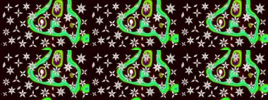 Çiçekli çiçek deseni, suluboya. Siyah renkli çiçekler. Renkli Bahar Teması eskiz kalıbı. Düz Çiçek Elementleri Tasarımı. Raster illüstrasyonu.