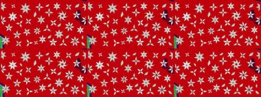 Raster illüstrasyonundaki çiçek desenli çizim. Kırmızı renkte çiçekler.