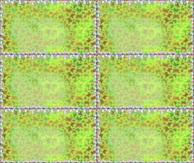 Raster illüstrasyonu. Yeşil arka planda kelebek desenli çizim. Kumaş, kağıt, ambalaj kağıdı ve duvar kağıdı tasarımı için sevimli bir arkaplan.