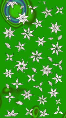 Arkaplan dokusu, duvar kağıdı, yeşil renkli çiçek teması. Kabile sanatı boho baskısı, klasik çiçek arkaplanı. Soyut etnik raster çizim kalıbı.