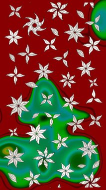 Raster illüstrasyonu. Kırmızı renklerde. Raster deseni. Soyut çiçek çizim kalıbı arka planı. Küçük çiçekte sevimli çiçek deseni var..