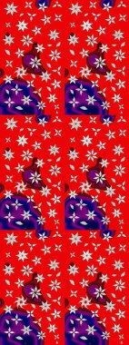 Çizim çiçek deseni duvar kâğıdı olarak kullanılabilir. Kırmızı renkte çiçekler. Raster illüstrasyonu.