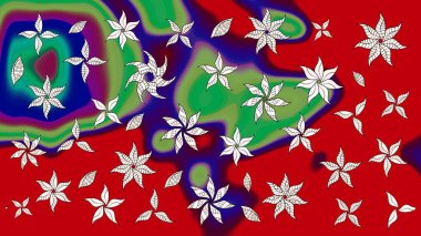 Kırmızı renkte çiçek çizimi. Şatafatlı bahar bahçesi dokusu. Çiçek deseni. Raster illüstrasyonu. Kırmızı renkte çiçekler.