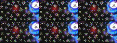 Gri renkli çiçekler. Robot resim. Şirin çiçek elementleri. Raster illüstrasyonu.