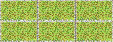 Davetiye, kart ve parmak izi için basit kadınsı bir model. Yeşil ve kahverengi arka planda kelebek. Rastgele yeşil ve kahverengi kelebekler sevimli desenler. Robot resim. Raster illüstrasyonu.