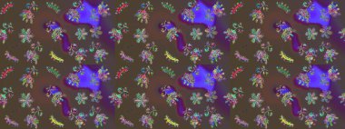 Kahverengi, gri ve mor kar taneleri. Noel ve yeni yıl moda baskıları için tatil tasarımı. Kar tanelerinin soyut arkaplanlı Noel şablonu. Raster illüstrasyonu.