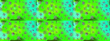 Yeşil renkli çiçekler. Tropik çiçek desenleri. Raster illüstrasyonu.