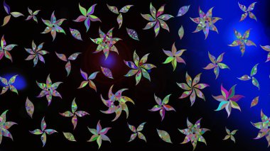 Ağaç dallı bahar çiçekleriyle desen, çiçek siluetiyle siyah renkler. Raster deseni.