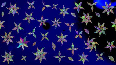 Soyut çiçek çizim kalıbı arka planı. Raster deseni. Mavi renklerde. Küçük çiçekteki sevimli çiçek deseni. Raster illüstrasyonu.