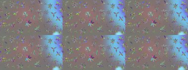 Renkli Bahar Teması eskiz kalıbı. Raster Modaya uygun kumaş deseni. Gri renkli şirin çiçek deseni. Düz Çiçek Elementleri Tasarımı.