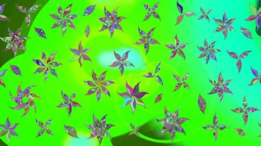 Yeşil renkli çiçekler. Raster illüstrasyonu. Tropikal çizim çiçek deseni.