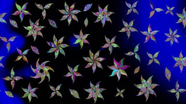 Raster illüstrasyonu. Çizim çiçek deseni duvar kâğıdı olarak kullanılabilir. Siyah renkte çiçekler.