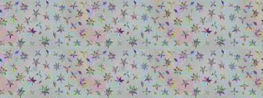 Güzel kumaş deseni. Raster Illustrasyon 'daki Çiçek Deseni' nin son moda çizimi. Renkli Yaz Temalı eskiz kalıbı. Düz Çiçek Elementleri Tasarımı.