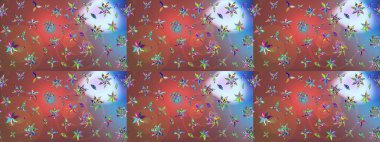 Çiçek tasarımı için inanılmaz bir kolaj cenneti tarzı. Çiçekli zambakların eskiz geçmişi. Parlak çiçekli kolaj çiçekleri kahverengi.