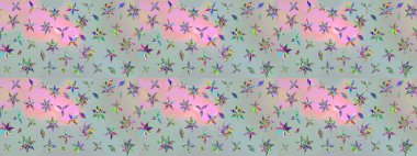 Bir sürü gri ve soyut çiçekli tropik eskiz deseni. Varicologray Raster çizimi. Küçük çiçekte sevimli çiçek deseni var..