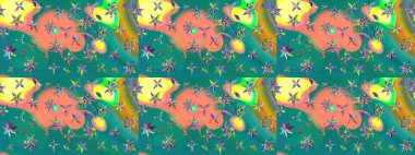 Raster illüstrasyonu. Raster deseni. Yumuşak, mavi renkte yaz çiçekleri. Küçük çiçekte sevimli çiçek deseni var..