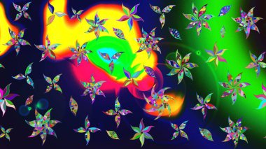 Çocuksu tasarım. Tekstil, kumaş, ambalaj, hatıra defteri için hoş bir çiçek arkaplanı. Elle çizilmiş çiçek desenli Raster çizimi. Gri arkaplanda.