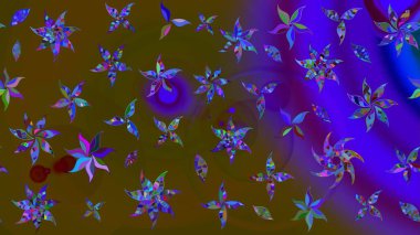 Moda baskısı, albüm, ambalaj kağıdı ve duvar kağıdı için zarif dekoratif süslemeler. Kahverengi renkte sevimli çiçekler. Raster illüstrasyonu. Küçük çiçekli basit bir çiçek çizimi..