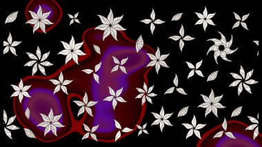 Şirin çiçekli, desenli, siyah renkli renkli bir eskiz. El çizimi çiçek çizimi deseni (fayans). Tekstil için suluboya çizim deseni.