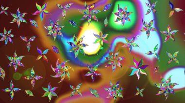 Retro tekstil tasarım koleksiyonu. 1950-1960 motifleri. Çiçekli ipek eşarp. El çizimi çiçek unsurları olan soyut çizim raster deseni. Kahverengi üstüne kahverengi.