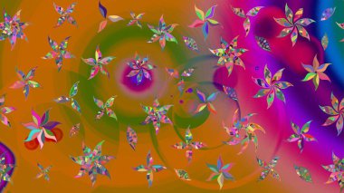 Vadinin turuncu renkli çiçekleri. Raster çiçek desenleri çiziyor..
