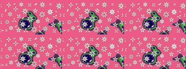 Raster. Pembe renkte güzel çiçekli çizim deseni, suluboya çiçek deseni, duvar kağıdı, kart veya kumaş için fayanslı..