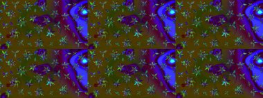 Renkli Bahar Teması eskiz kalıbı. Düz Çiçek Elementleri Tasarımı. Raster illüstrasyonu. Çiçekli çiçek deseni, suluboya. Kahverengi renkte çiçekler.