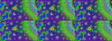 Yumuşak, yaz çiçekli arka plan. Çiçekli karalama şeklinde Raster çiçek deseni. Yeşil renkte çiçekler.