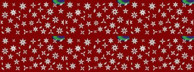 Çiçekli karalama şeklinde Raster çiçek deseni. Kibarca, kırmızı renkte yaz çiçekleri. Raster illüstrasyonu.