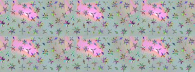 Raster illüstrasyonu. Tropik çiçek desenleri. Gri renkli çiçekler.