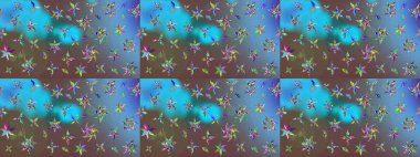 Raster illüstrasyonu. Çiçekli, yapraklı, çiçek desenli eskiz. El çizimi.