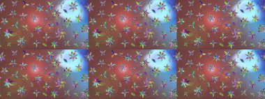 Çiçekler, dallar, bitkiler ve çiçekler. Raster illüstrasyonu. Güzel kumaş deseni. El çizimi.